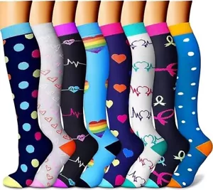 New Multi Color Knee High Compression Socks for Women & Men 15-20 mmHG S/M - Picture 1 of 6