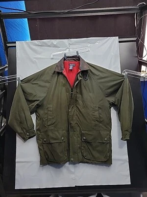 Chaqueta acolchada vintage Nautica abrigo forrado cuello de cuero verde talla XL Foto 1 de 4