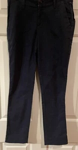 GAP Womens Stretch Girlfriend Chino Pants Navy Sz 0 Cuffed Ankle Mid-Rise NWT - Picture 1 of 6
