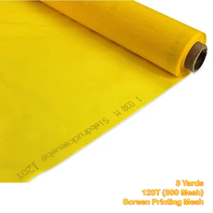 3 Yards 300 Mesh Yellow Screen Fabric 50" Width 120T Screen Printing Mesh - Picture 1 of 3