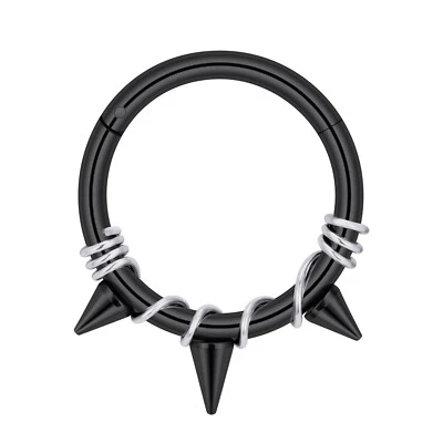 16G Triple Spike Hinged Seamless Ring Winding Wire Style Nose Hoop Ear Piercing Foto 1 de 4