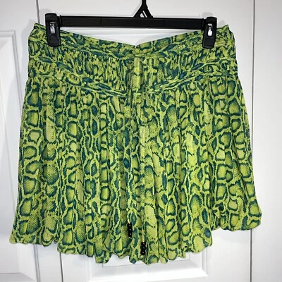 Rachel Roy- Falda Burbuja Estampado Piel de Serpiente Verde Talla Mediana Poliéster Corbata Frontal Foto 1 de 4
