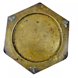 Arts Crafts DECO Brass BENEDICT Karnak NY Egyptian Revival ASH Tray HEX Lion 889 - Picture 1 of 10
