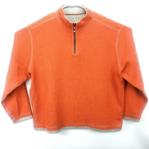 Paradise Collection Men's Pullover Size XXLarge L/S 1/4 Zip Orange/Gray Grid - Picture 1 of 8