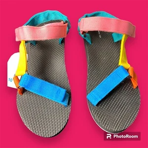 NWT Time And Tru Womens Size 10 Multicolored Retro Strapped Sandal Hook & Loop - Picture 1 of 8