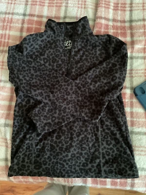 Made For Life Womens PL Animal Print Fleece Pullover Henley Jacket Athleisure - Image 1 of 4