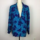 Vintage Schrader Separates 100% Silk Blazer Jacket Size 12 Womans Blue Floral