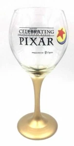 NEW runDisney 2017 Celebrating Pixar Half Marathon Weekend Gold Stem Wine Glass - Picture 1 of 4
