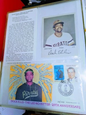 Dock Ellis Pittsburgh Pirates LSD No Hitter Anniversary FDC #/100 Display Auto  - Image 1 of 2