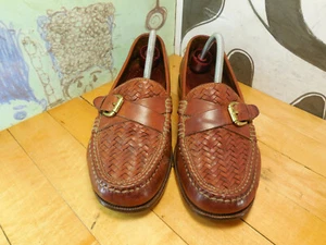 Cole Haan handgenäht braun Leder Korbgeflecht Halbschuhe Herren 9M Hergestellt in Brasilien - Bild 1 von 10