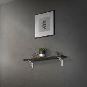 2x Soportes de estante de aluminio blanco 120x120mm para balda o repisa de pared - Imagen 1 de 8