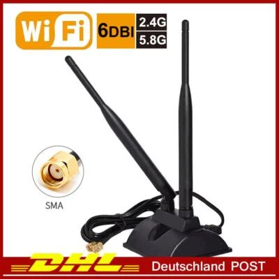 MARKENLOS 6dBi 2.4G 5G 3m Kabel WLAN RP-SMA PC-Gehäuse WiFi Antenne Magnet Bluetooth