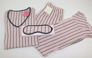 Pigiama donna KATE SPADE taglia XS rosa cuore crop pant set maschera occhi NUOVO $88 - Foto 1 di 7