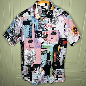 Rare Billabong LAB Andy Warhol Jean Michel Basquiat Art Pattern Button Shirt S - Picture 1 of 10