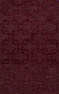 Red Transitional Hand Hooked Rectangles Rounded Squares Area Rug Geometric DV7 - Picture 1 of 35