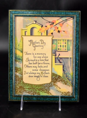 VTG Art Deco Buzza Motto Poem Framed MOTHER'S DAY GREETING  9"x7" Gold Foil - Image 1 of 4