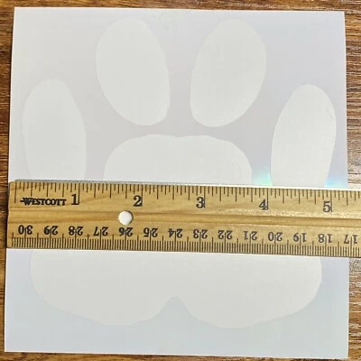 Paw Print Vinyl Decal White Permanent Adhesive Vinyl 5 Inches Wide Custom Design - Image 1 of 4