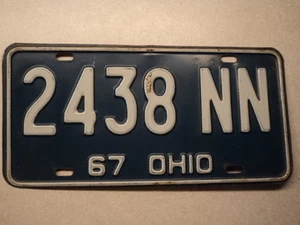 1967 OHIO License Plate 2438 NN OH - Picture 1 of 1