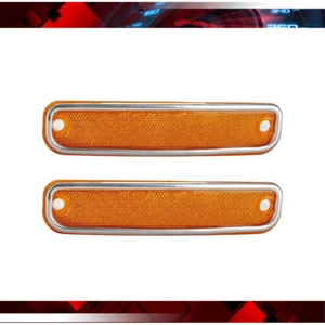 Pair Amber Side Marker Lights w/ Trim For 1973-1980 Chevy & GMC Truck - Picture 1 of 6