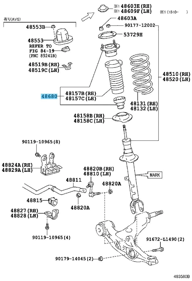 LEXUS GS350 GRL10 15-20 Genuine Front Suspension Support Assy 48680-24100 x2 Set - Imagem 1 de 2