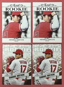 Lote de 4 tarjetas Shohei Ohtani 2018 Leaf #RA-01 y #18 novato casi nuevo+ - Imagen 1 de 2