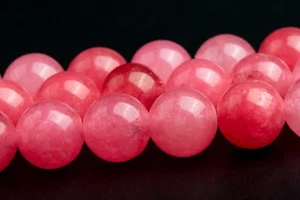Perline di giada rosa rossa 8 mm grado AA pietre preziose rotonde perline sfuse - Foto 1 di 4