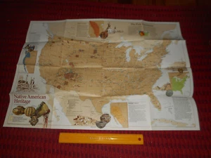 Native American Heritage Map & Visitors Guide National Geographic Society 1991 - Picture 1 of 12