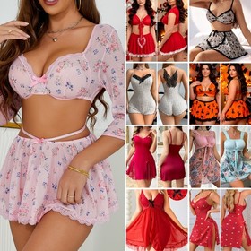 Women's Sexy-Lingerie Babydoll G-string Sleepwear Underwear Lace Dress Nightwear
