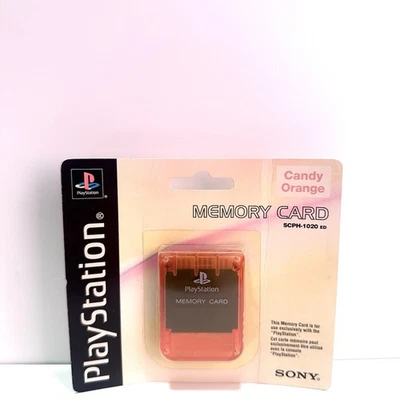 Sony Playstation 1 Memory Card Candy Orange  SCPH-1020 PS1 - Immagine 1 di 2