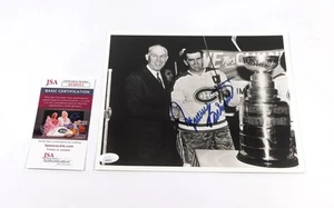Foto firmada por Maurice Richard 8 x 10 en blanco y negro con Copa Stanley Canadiens JSA automática - Imagen 1 de 3
