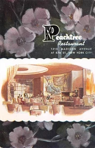PEACHTREE RESTAURANT Madison Avenue New York City ca 1950s Vintage Postcard - Picture 1 of 1
