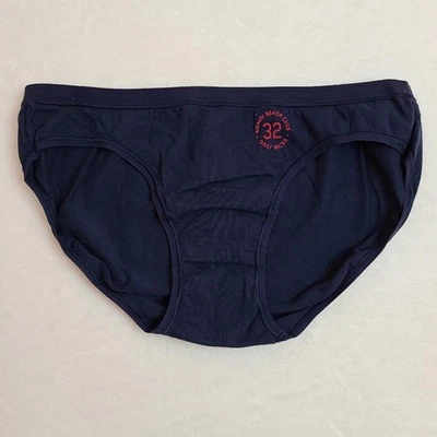 Y2K Gilly Hicks Down Undies Classic Cotton Bikini Panty Size M Baby Blue Red - Image 1 of 4