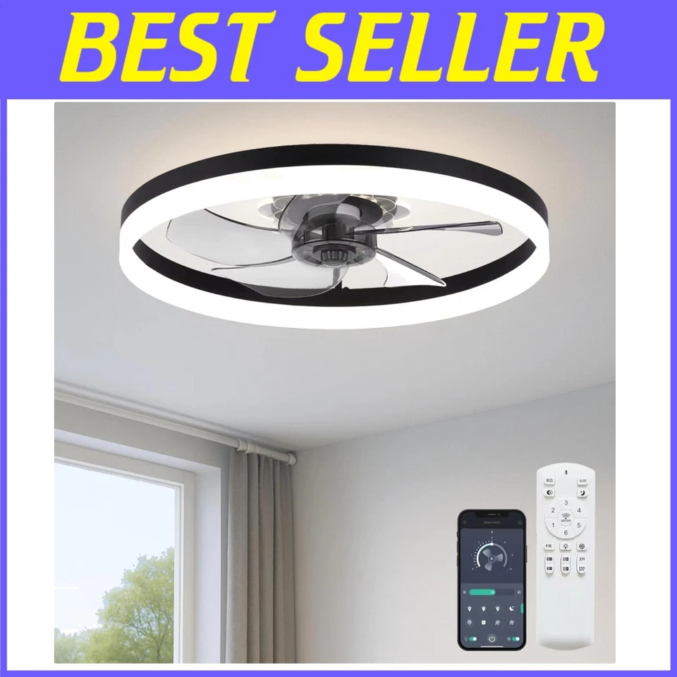 Low Profile Ceiling Fan with Light, App Control, Quiet Motor - Image 1 of 4