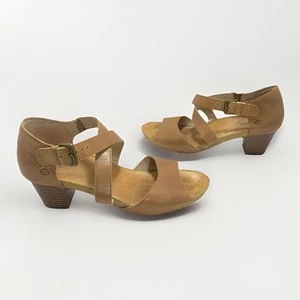 Josef Seibel Brown Leather Stacked Heel Sandals Size 40 EU Or 9 US Women’s - Picture 1 of 11