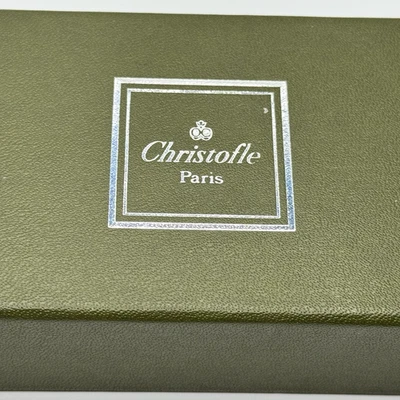 Caja de almacenamiento/regalo VACÍA Christofle 11,5x3x1,5 pulgadas LOGOTIPO verde con plata Foto 1 de 4