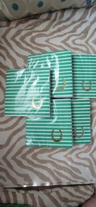 Lot Of 5 St Patty's Day Green & White Stripe Beverage Paper Napkin Pkg - Picture 1 of 1