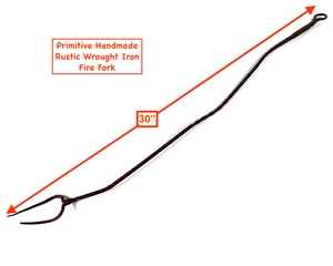 Wrought Iron Fire Pit Fork Tool  30" Hand Forged Primitive Rusty Rustic Relic - Picture 1 of 12