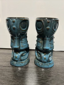 Munktiki Imports Seahorse Tiki Mug Ocean Surf Blue By Paul Nelson Set Of 2 - Picture 1 of 8