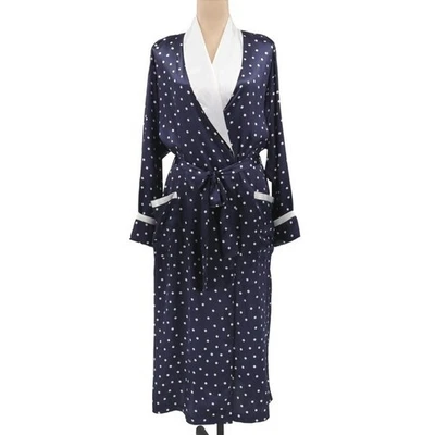 Vintage Victoria's Secret Blue & White Polka Dot Full Length Robe Medium Large - Image 1 of 4