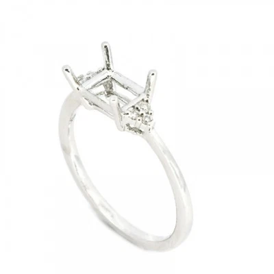 Ring Semi Mount Emerald Cut 7x5mm In 14k White Gold With Diamond Accents (53066) - Image 1 of 4