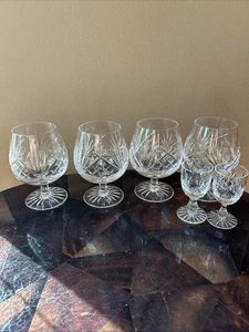 Edimburgo Cristallo 4 Brandy Snifter Vino e 2 Bicchieri Cordiali Appin Taglio Diamante - Foto 1 di 13