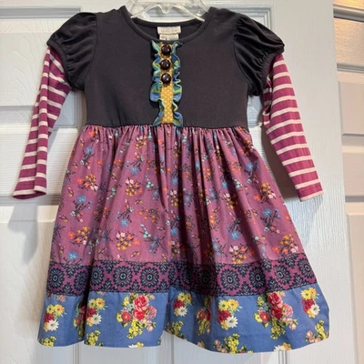 Vestido Matilda Jane Niño Pequeño Talla 2 Mezcla Media Colorido Otoño Floral Detalle Botón Foto 1 de 4