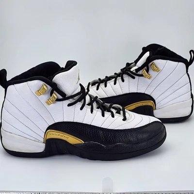 Jordan Air 12 Royalty Taxi Zapatos Juveniles GS Talla 6Y Blanco Negro Dorado 153265-170 Foto 1 de 4
