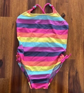 Girls Swimsuit Size 3 Swim Suit Rainbow Striped Bathing Summer Gap NWT NEW - Picture 1 of 4