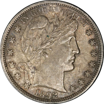 Medio dólar de peluquero 1892-P bonito BU + bonito atractivo visual fuerte golpe Foto 1 de 2