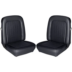 1968 FORD MUSTANG STANDARD BLACK FRONT BUCKET SEAT UPHOLSTERY LH & RH PAIR - Picture 1 of 2