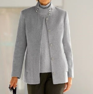 Wolljacke Jacke Damenjacke Winterjacke Wollblazer Wolle hellgrau 46 48 50 52 - Bild 1 von 4