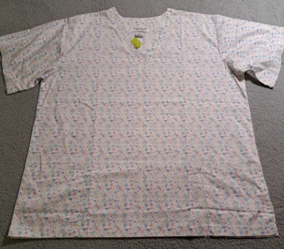 Natural Uniforms Women's Floral Short Sleeve Medical Scrub Top / Size 2X - Image 1 of 4