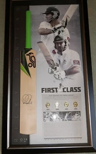 Framed Ricky Ponting Cricket Bat Signed | 4 Allan Border Medals - Picture 1 of 5