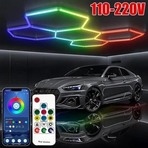 5Hex Hexagon LED White/RGB Lighting Car Detail Retail Garage Workshop Wall Light - Picture 1 of 25